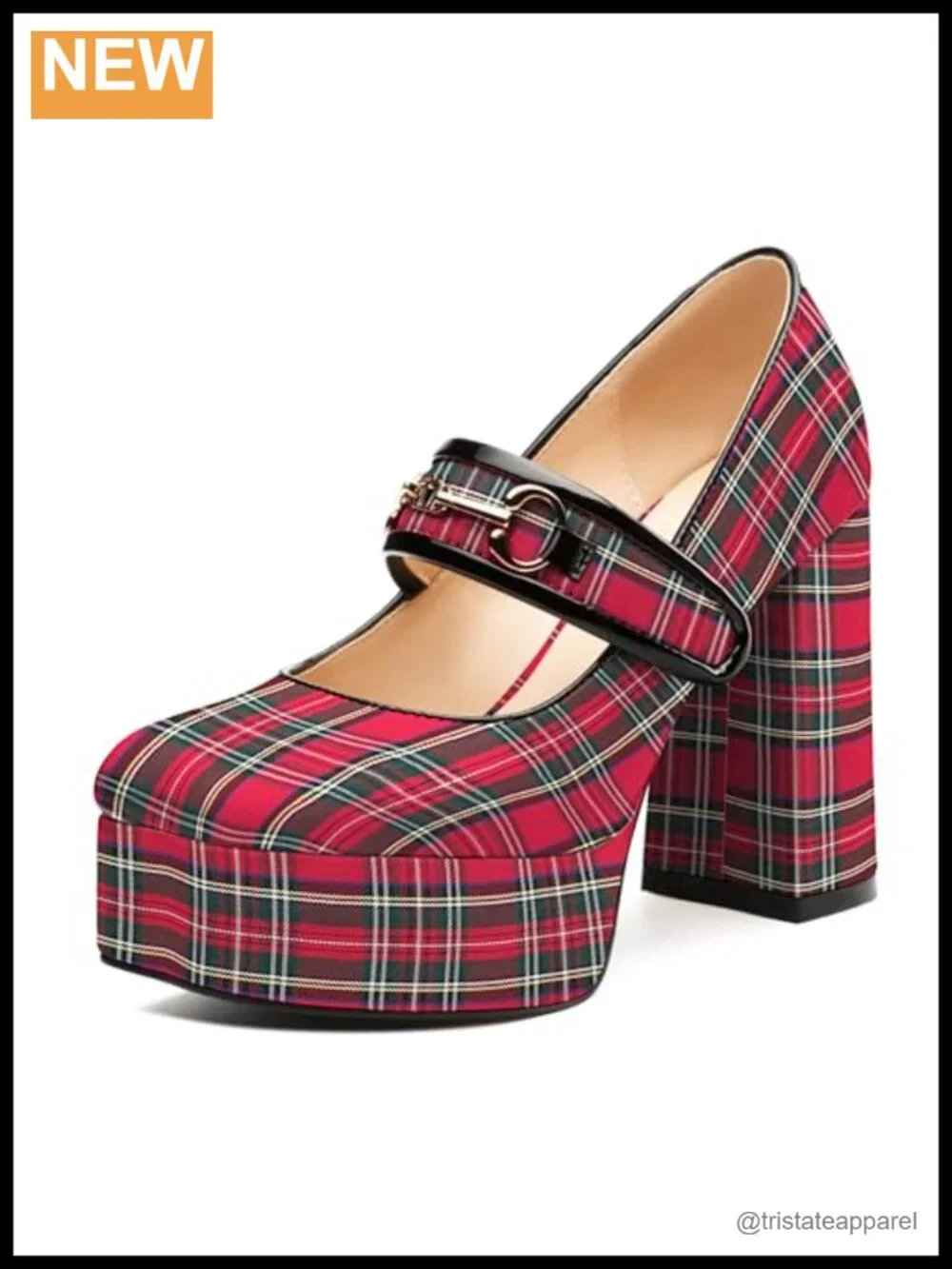 Mary Jane High Chunky Platform Square Toe Pumps Patent Leather